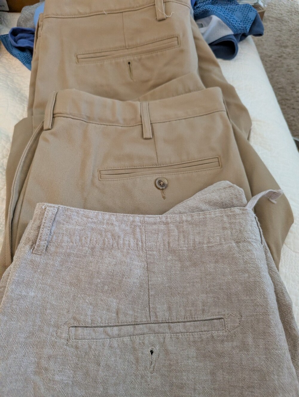 Lands' End & Linen Blend Men's Casual Summer Shorts Bundle Lot Size 36 (3 Pairs)